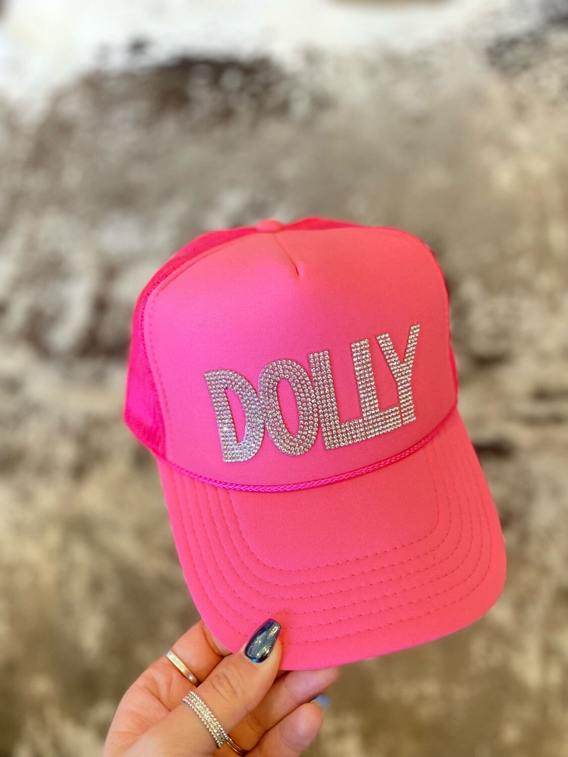 Hot Pink Rhinestone Dolly Hat