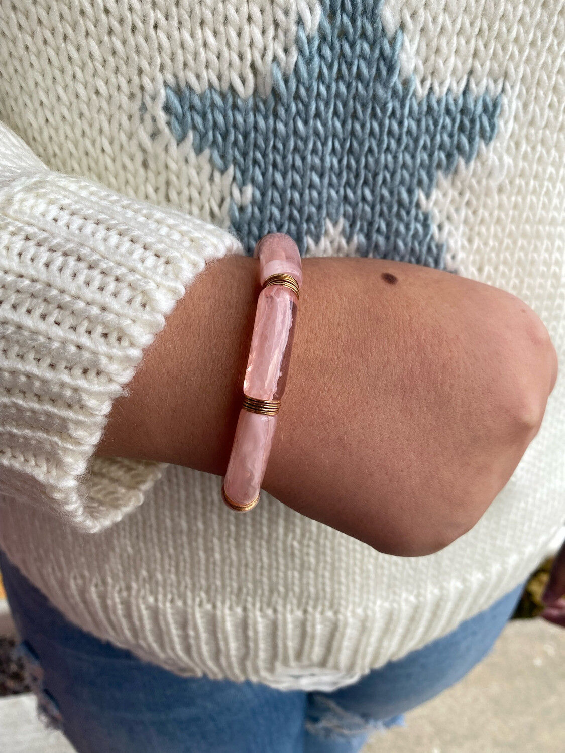 Pale Pink Translucent Acrylic Bracelet