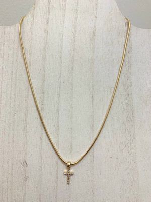 Gold Rhinestone Cross Necklace