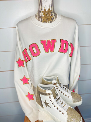 Howdy Patch Star Sleeve Cropped Crewneck