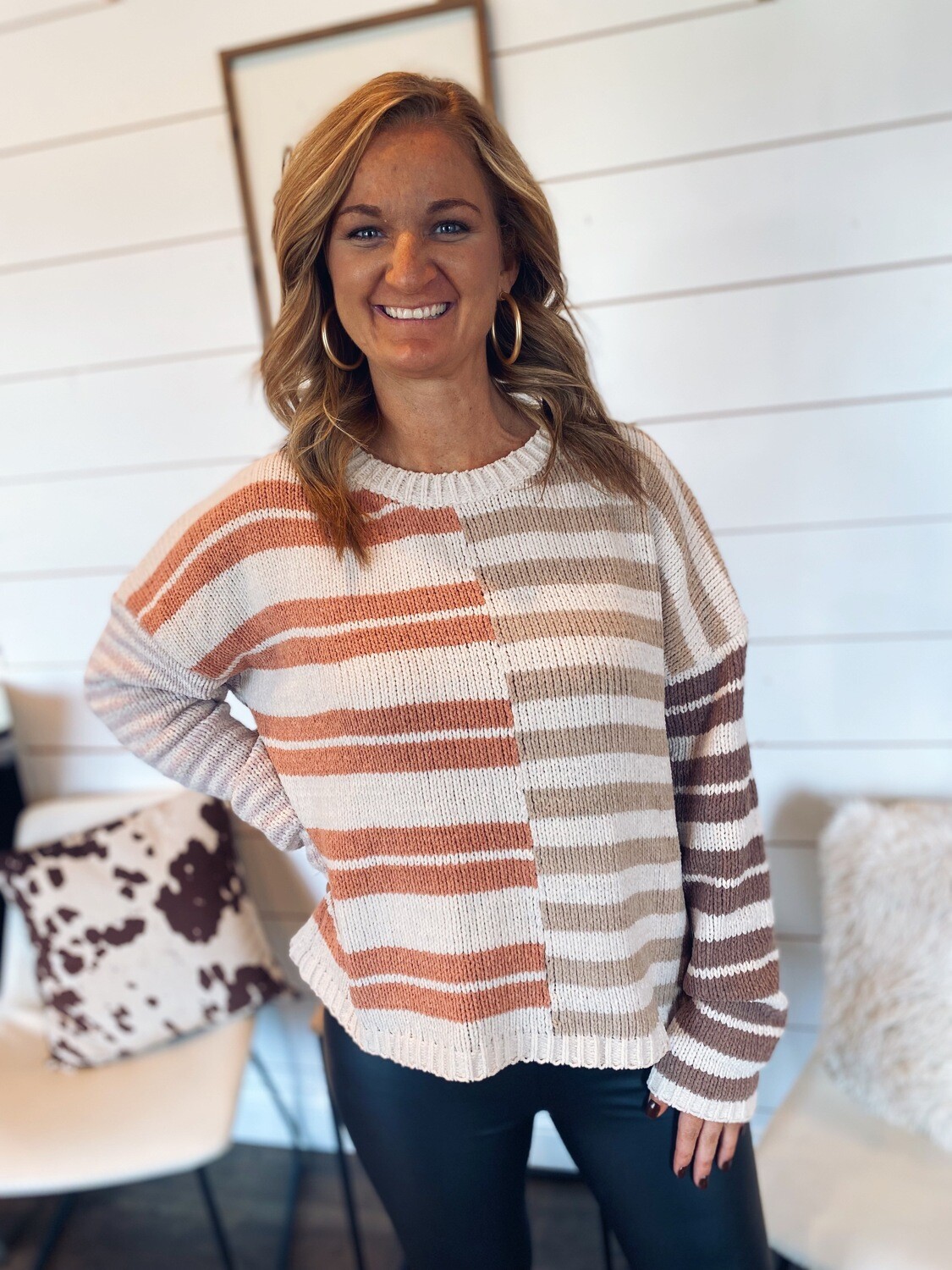 Oatmeal Mixed Stripe Sweater