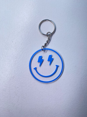 Blue Smiley Acrylic Keychain