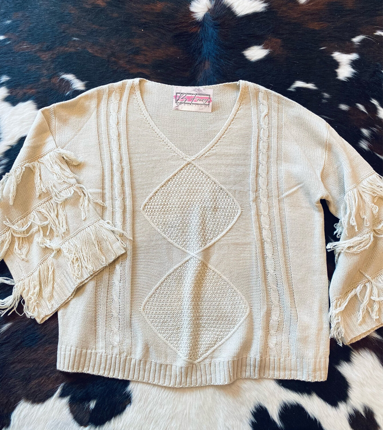 Stone Fringe Sleeve Sweater