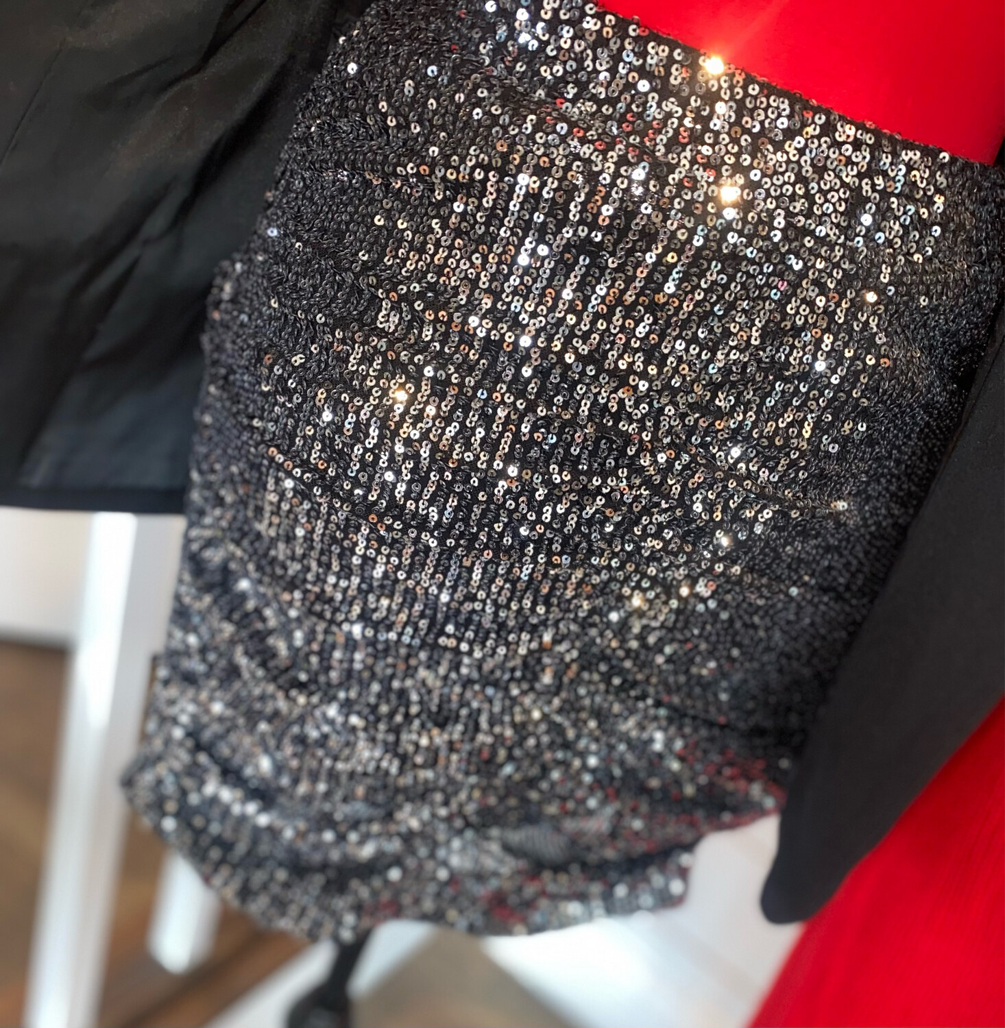 Silver Sequin Lined Skirt