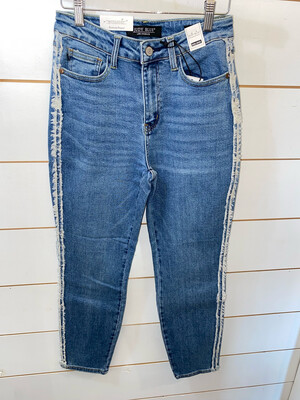 Judy Blue Hi Waist Slim Fit Frayed Side Jeans