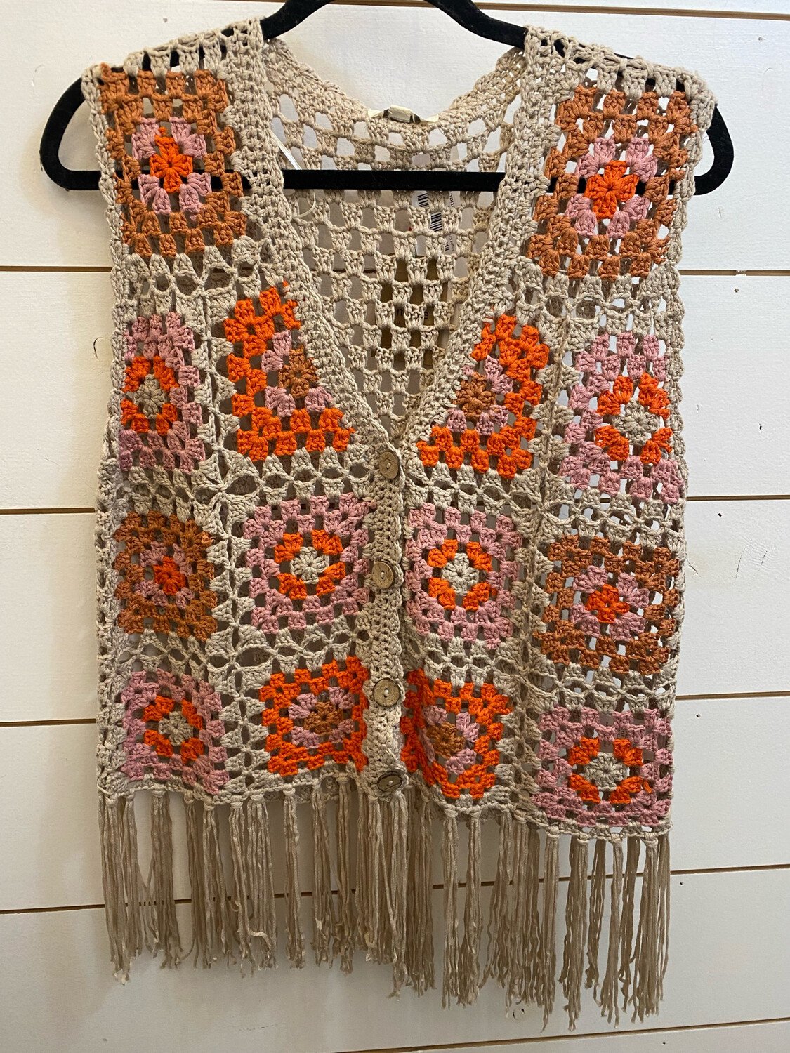 Bright Crochet Fringe Vest