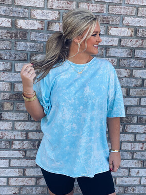 Sky Blue Mineral Washed Oversized Tee