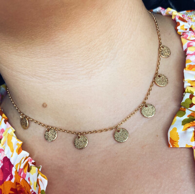 Gold Textured Coin Necklace