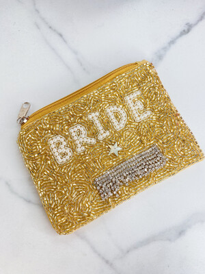 Gold Bride Beaded Pouch