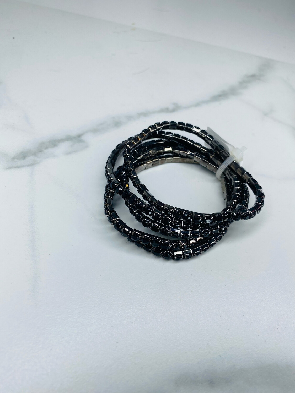 Black Gem Stretch Bracelet Set