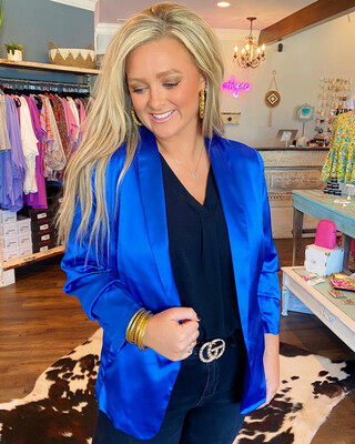 Royal Blue Satin Blazer 