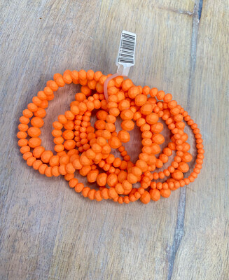 Bright Orange Beaded Set of 9 Bracelets