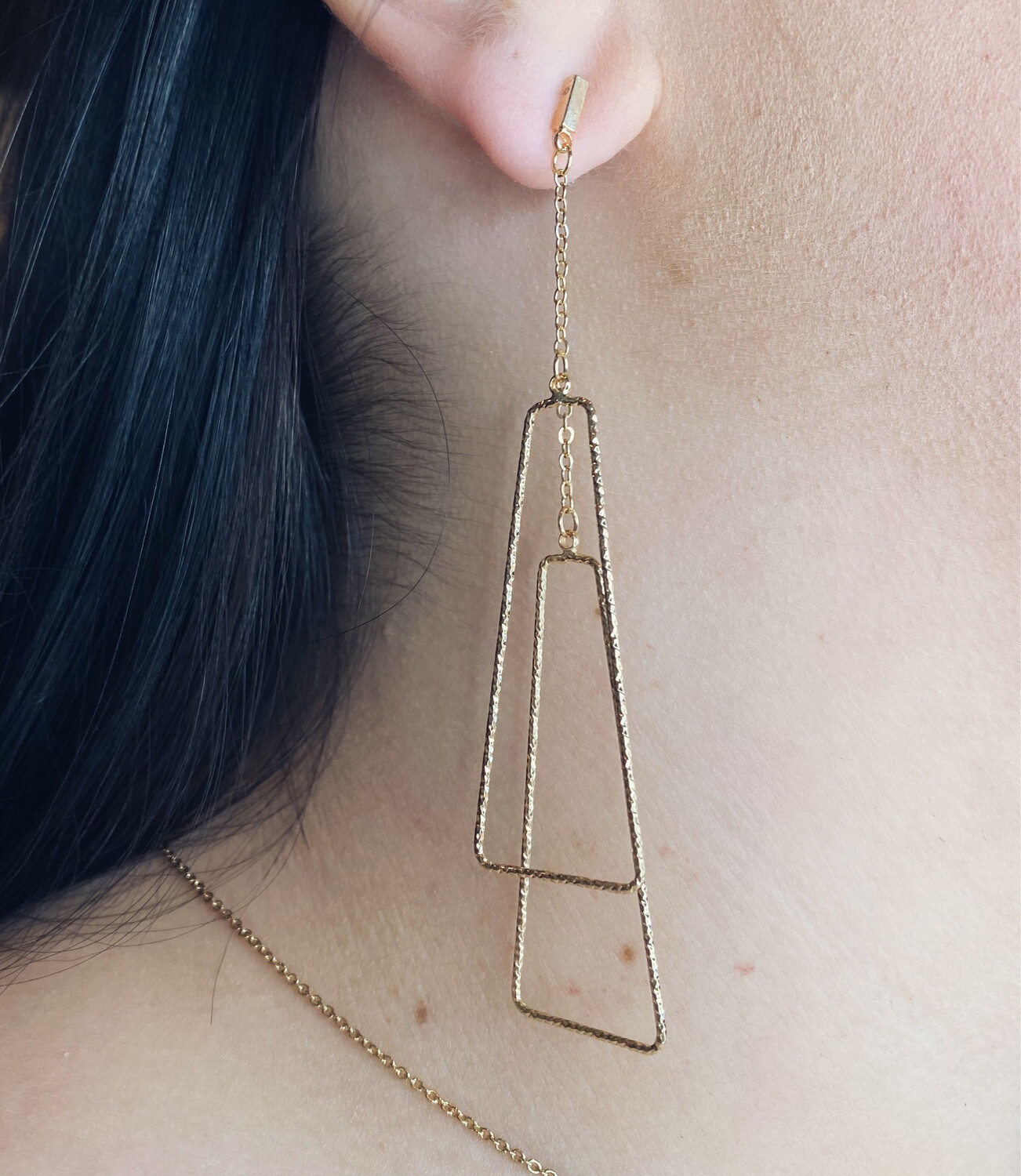 Gold Geometric Drop Earrings