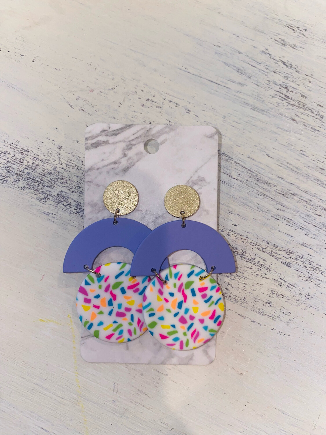 Multi Colored Clay & Gold Earrings