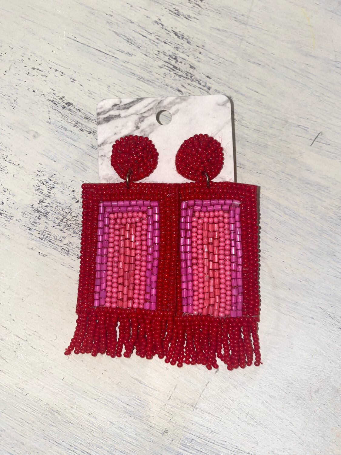 Red Mix Beaded Earrings