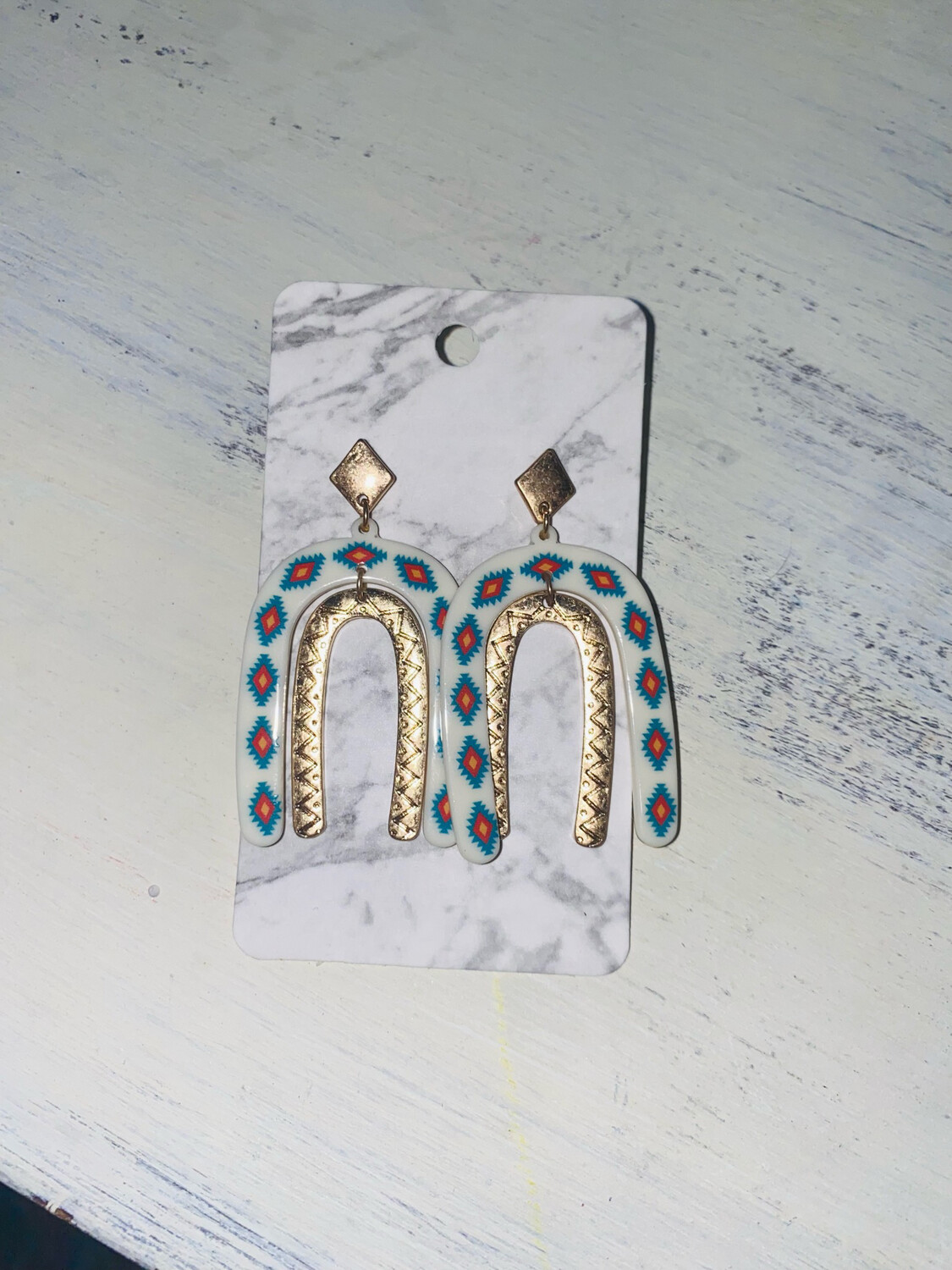 Gold Aztec Arch Earrings