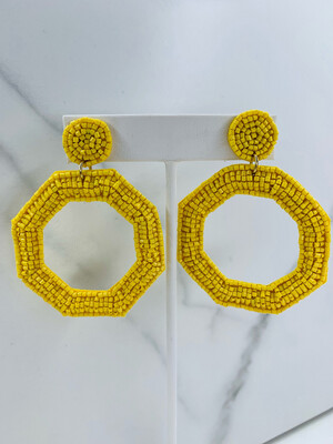 Yellow Beaded Shape Earrings
