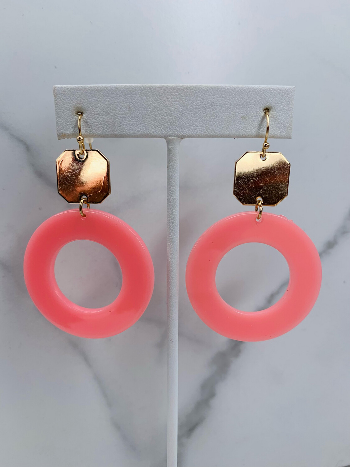 Pink Acrylic Circle Earrings