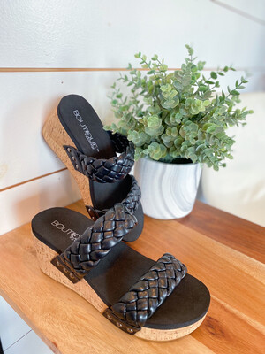 Black Corky's Delightful Braided Wedges 
