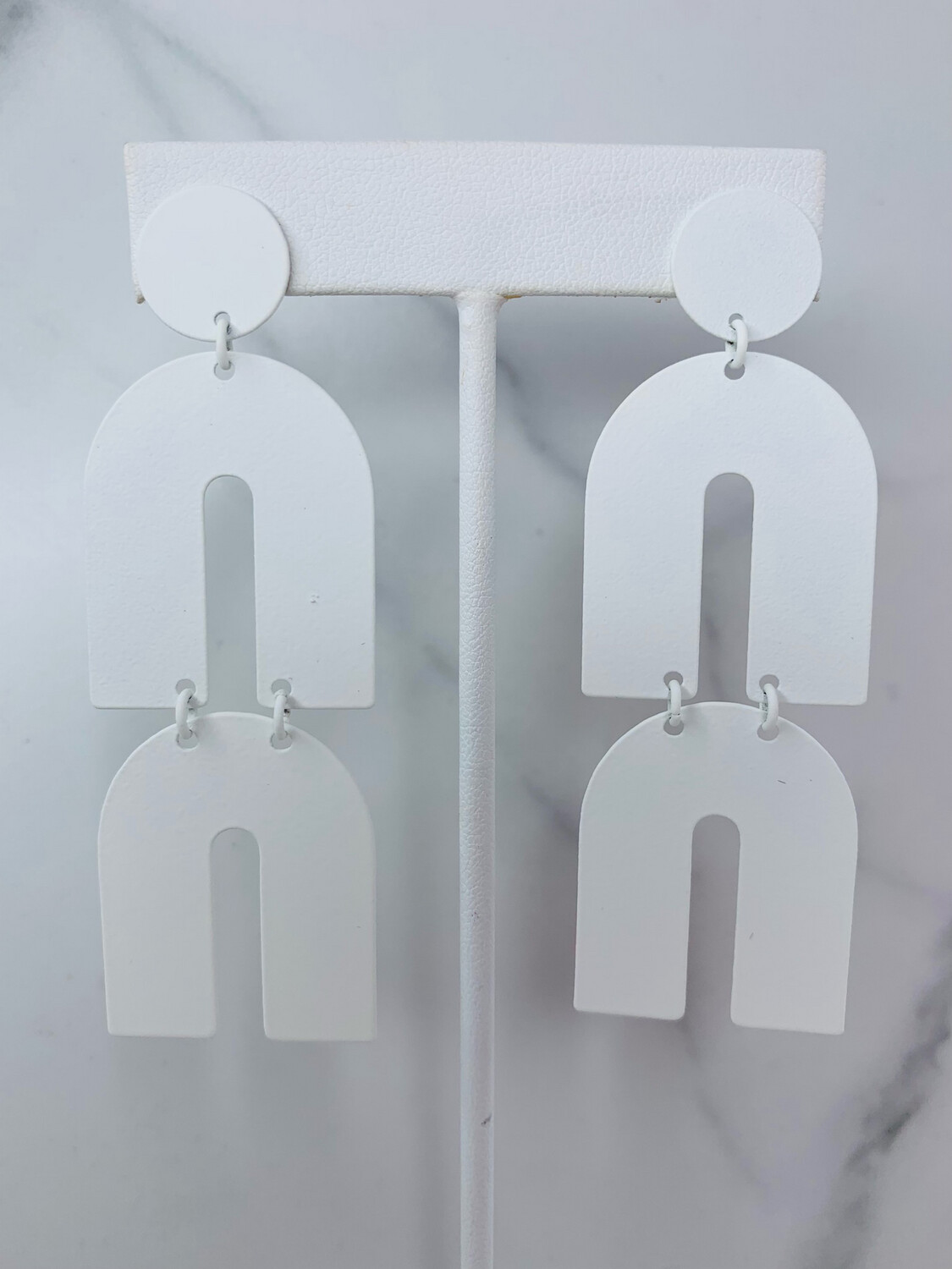 Matte White Double Arch Earrings