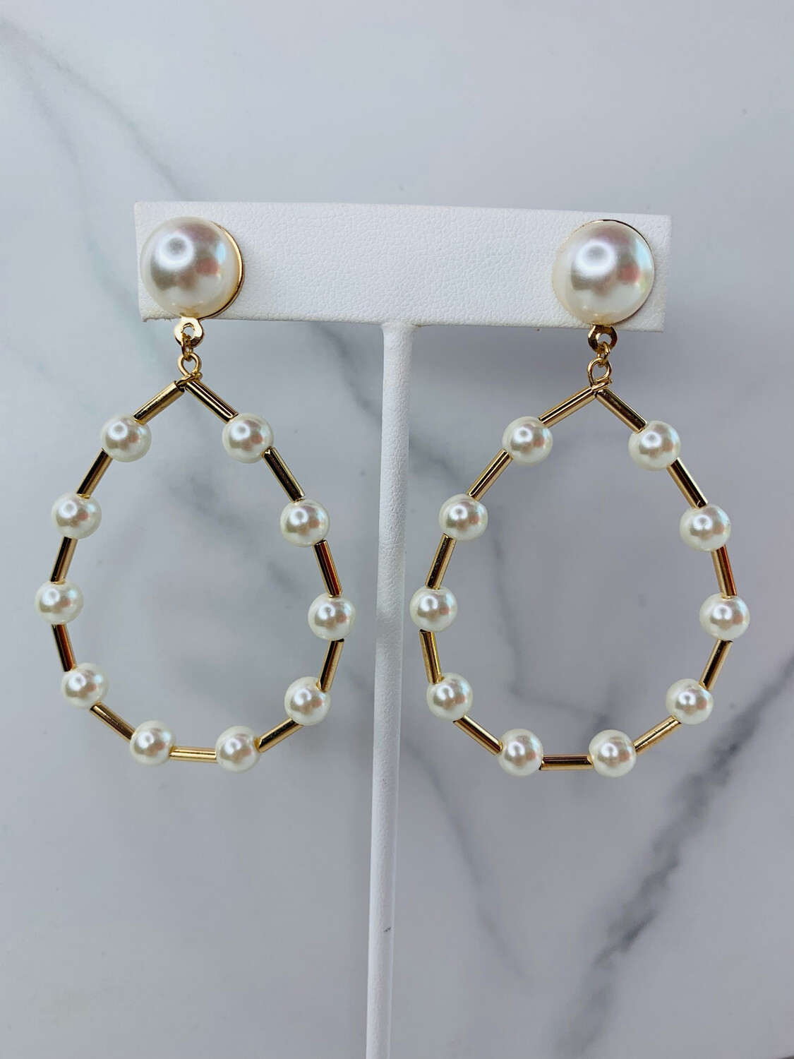 Gold & Pearl Teardrop Earrings