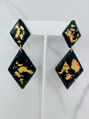 Black & Gold Fleck Clay Earrings