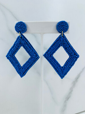 Blue Beaded Diamond Earrings