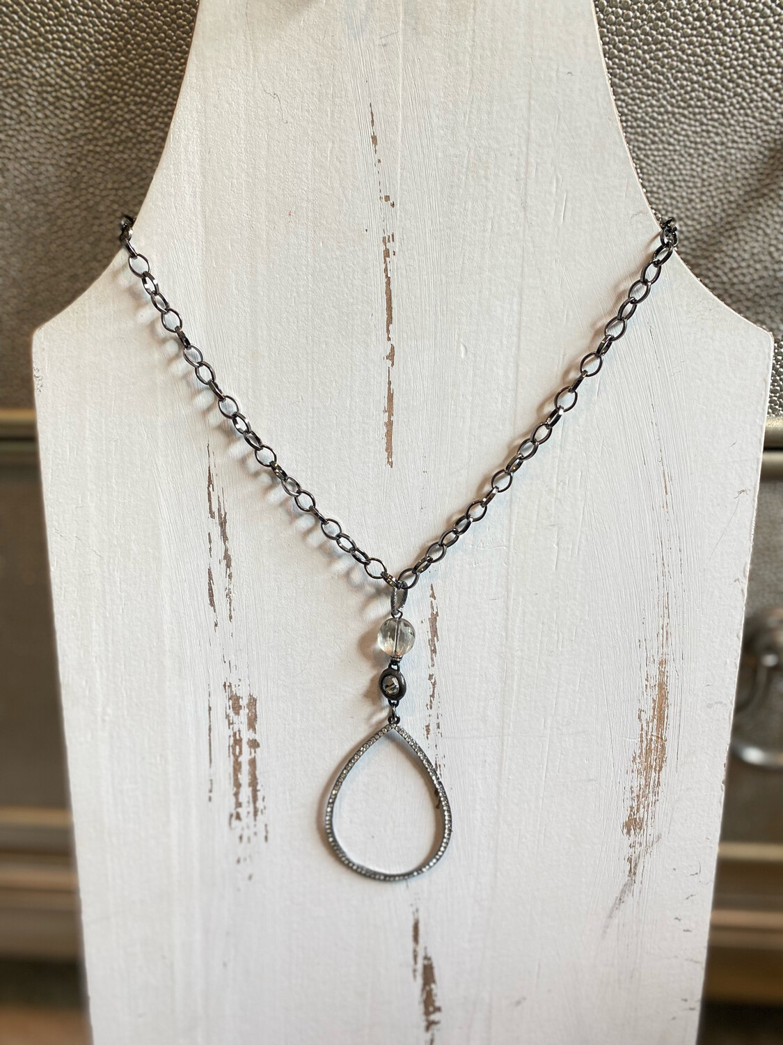 Gunmetal Chain Link Teardrop Necklace