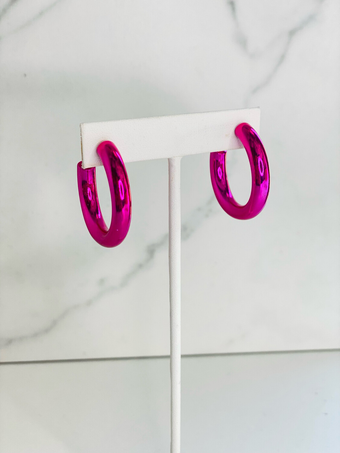 Pink Metallic 1.5” Hoops