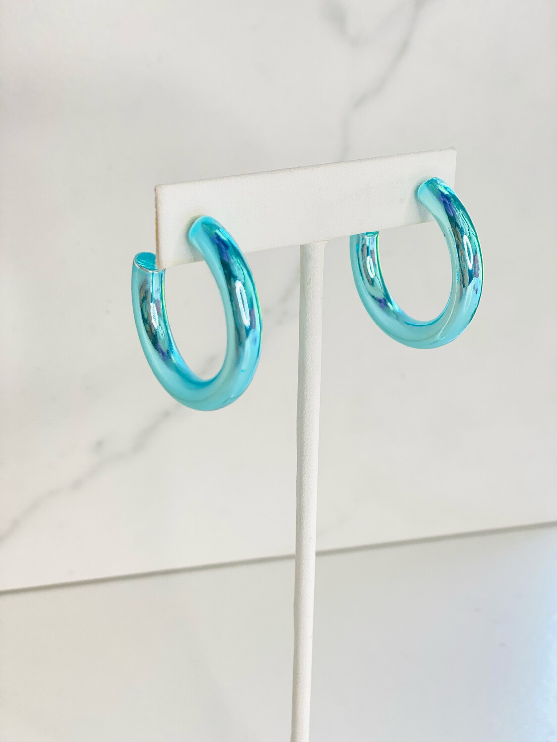 Teal Metallic 1.5” Hoops