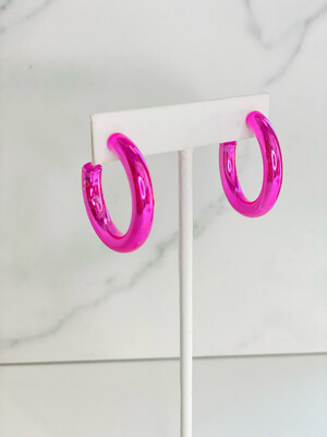 Light Pink Metallic 1.5” Hoops 