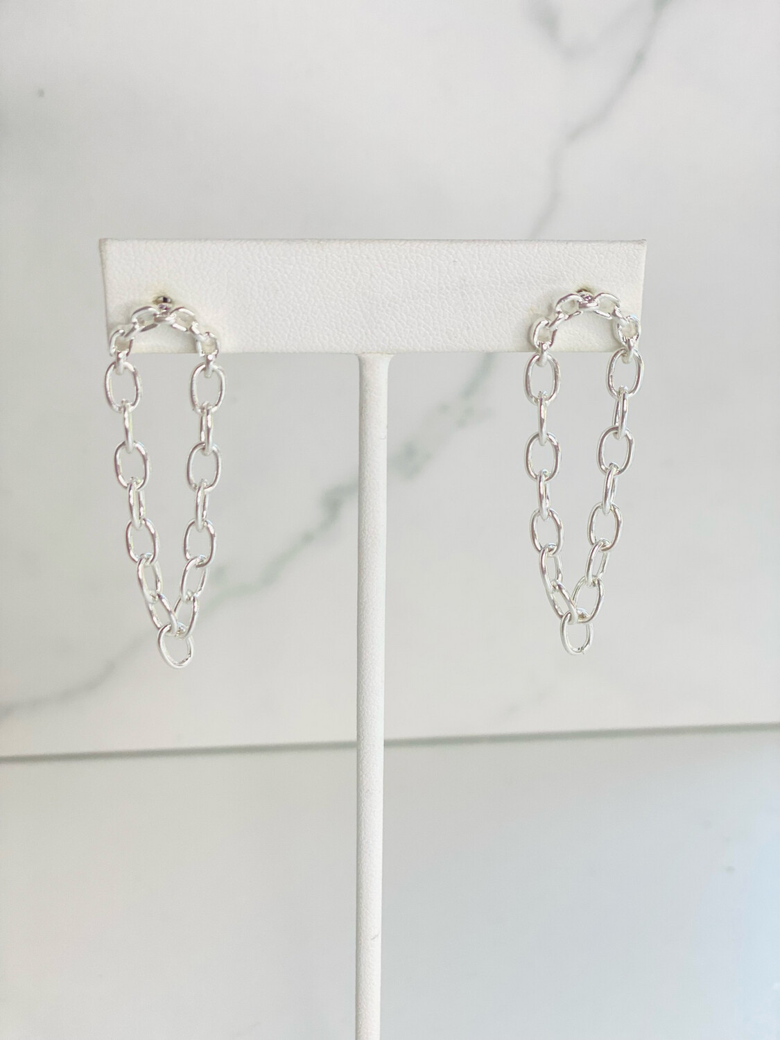 Silver Chain Link Post Earrings 