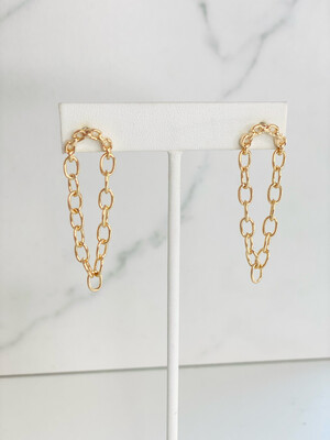 Gold Chain Link Post Earrings 