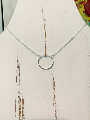 Silver Dainty Open Circle Necklace 