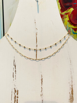 Gold Chain Link 2 Layer Necklace 