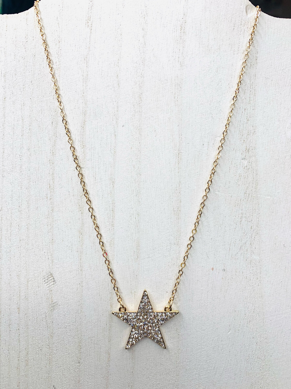 Gold Rhinestone Star Necklace 