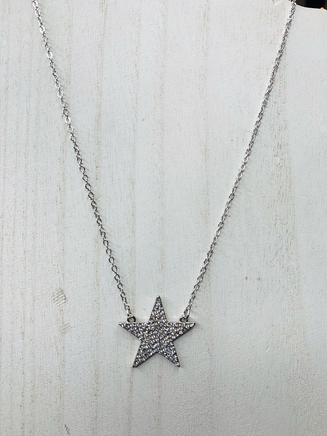 Silver Rhinestone Star Necklace 