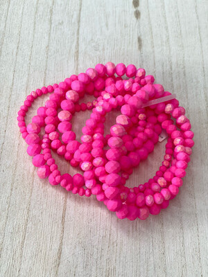Bubblegum Pink Set of 9 Beaded Bracelets