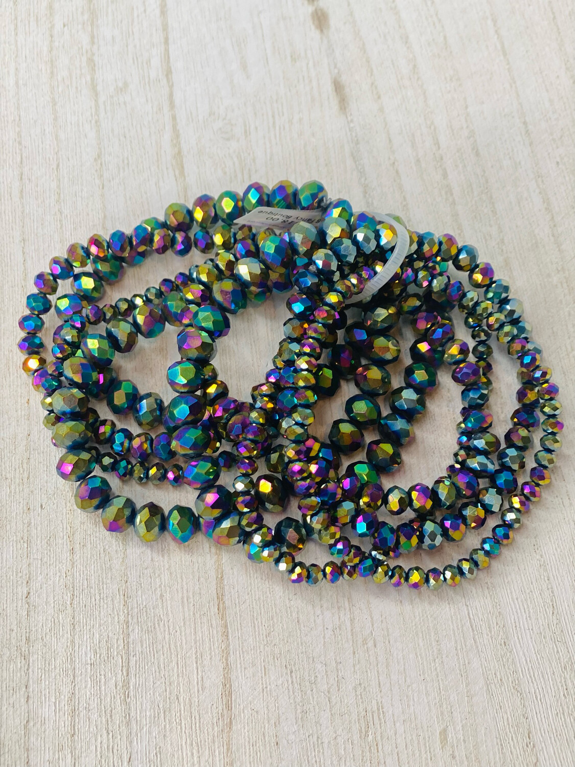 Multi Colored Iridescent Set of 9 Beaded Bracelets