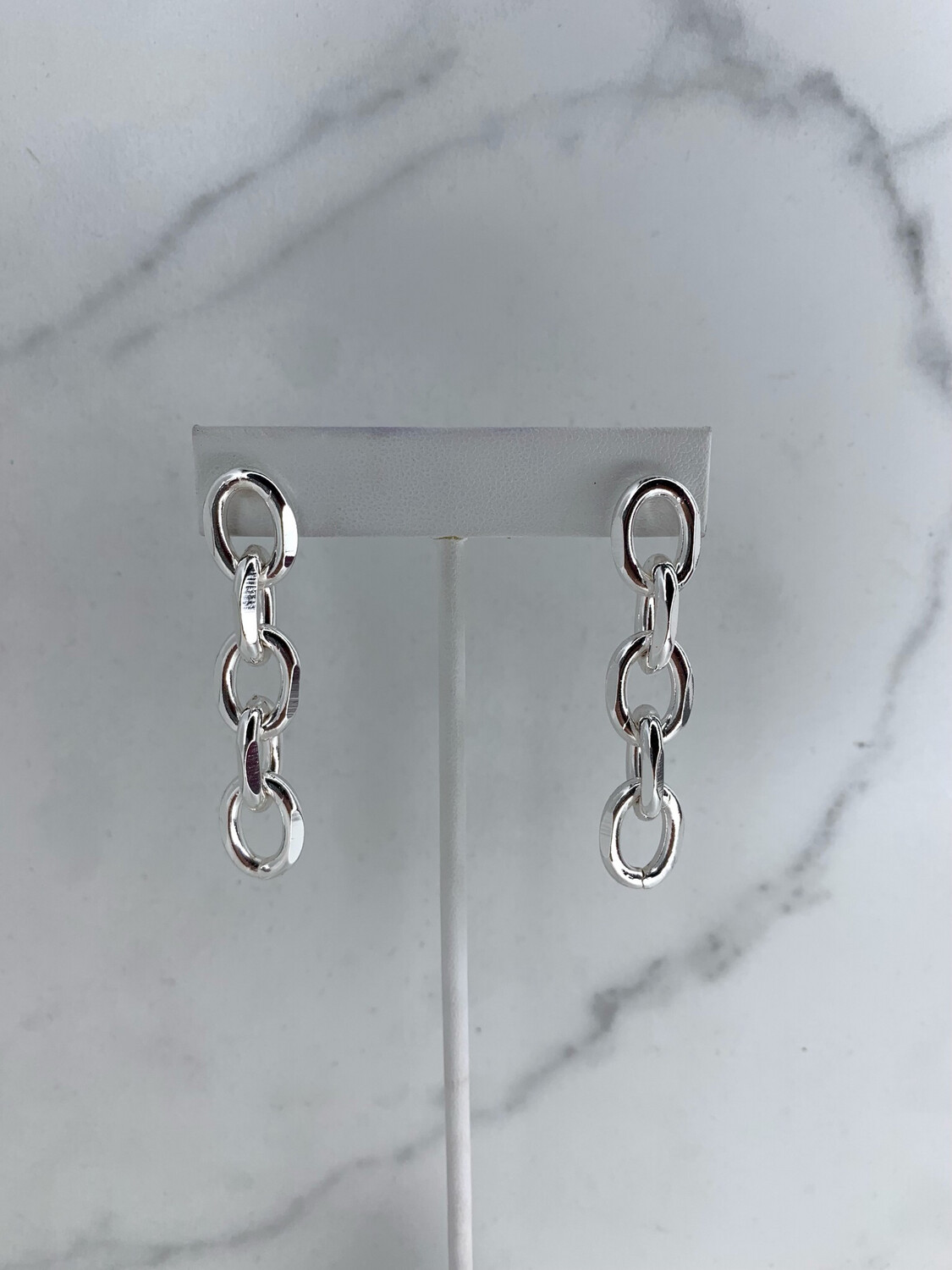 Shiny Silver Link Earrings