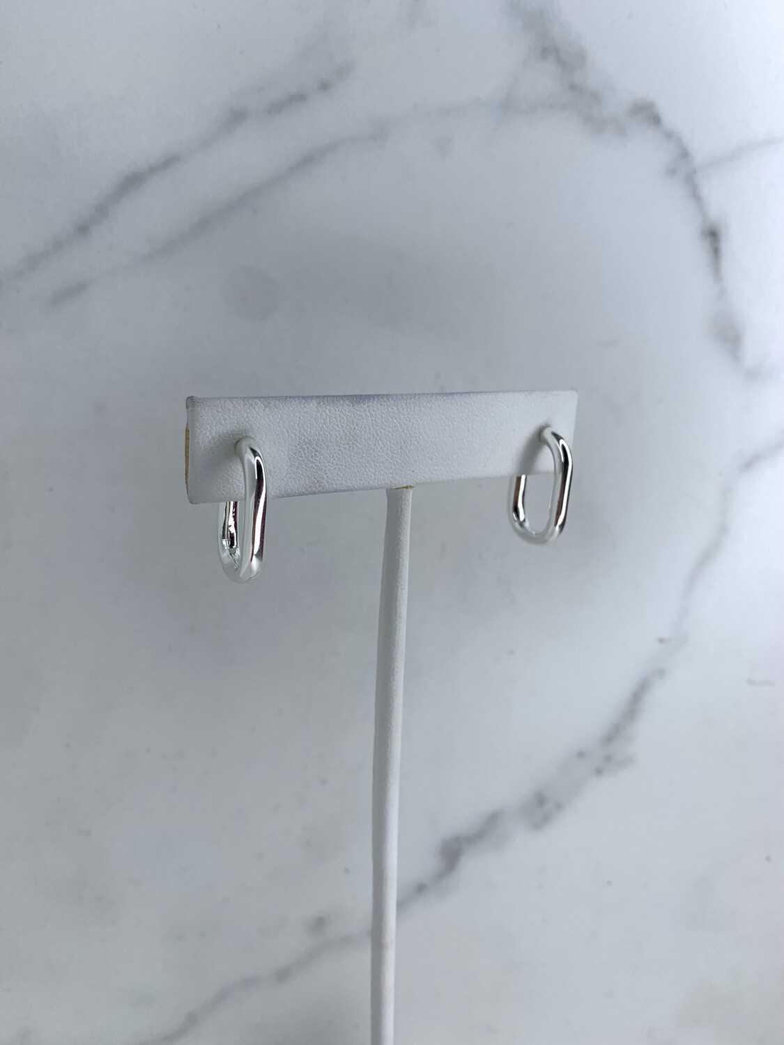 Silver Rounded Rectangle Mini Hoops