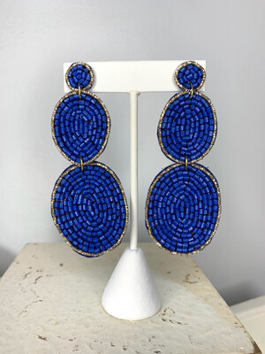 Blue Tiered Oval Earrings