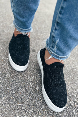 Black Crystal Swank Platform Sneakers