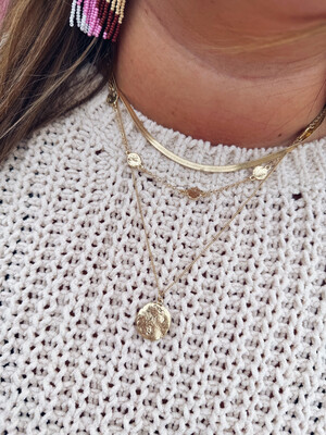 Gold Disc Detail Layered Necklace
