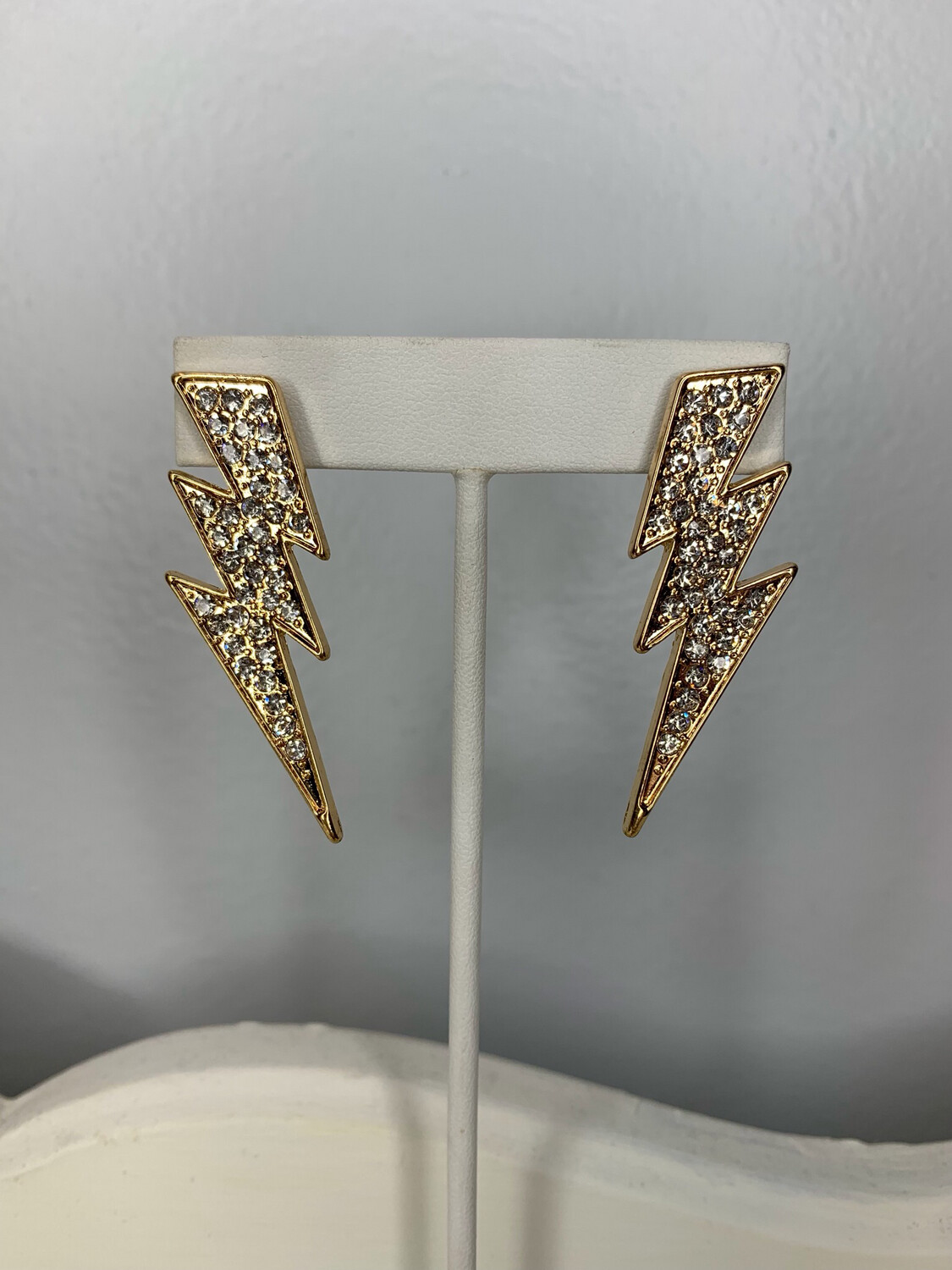 Gold Jeweled Bolt Earrings