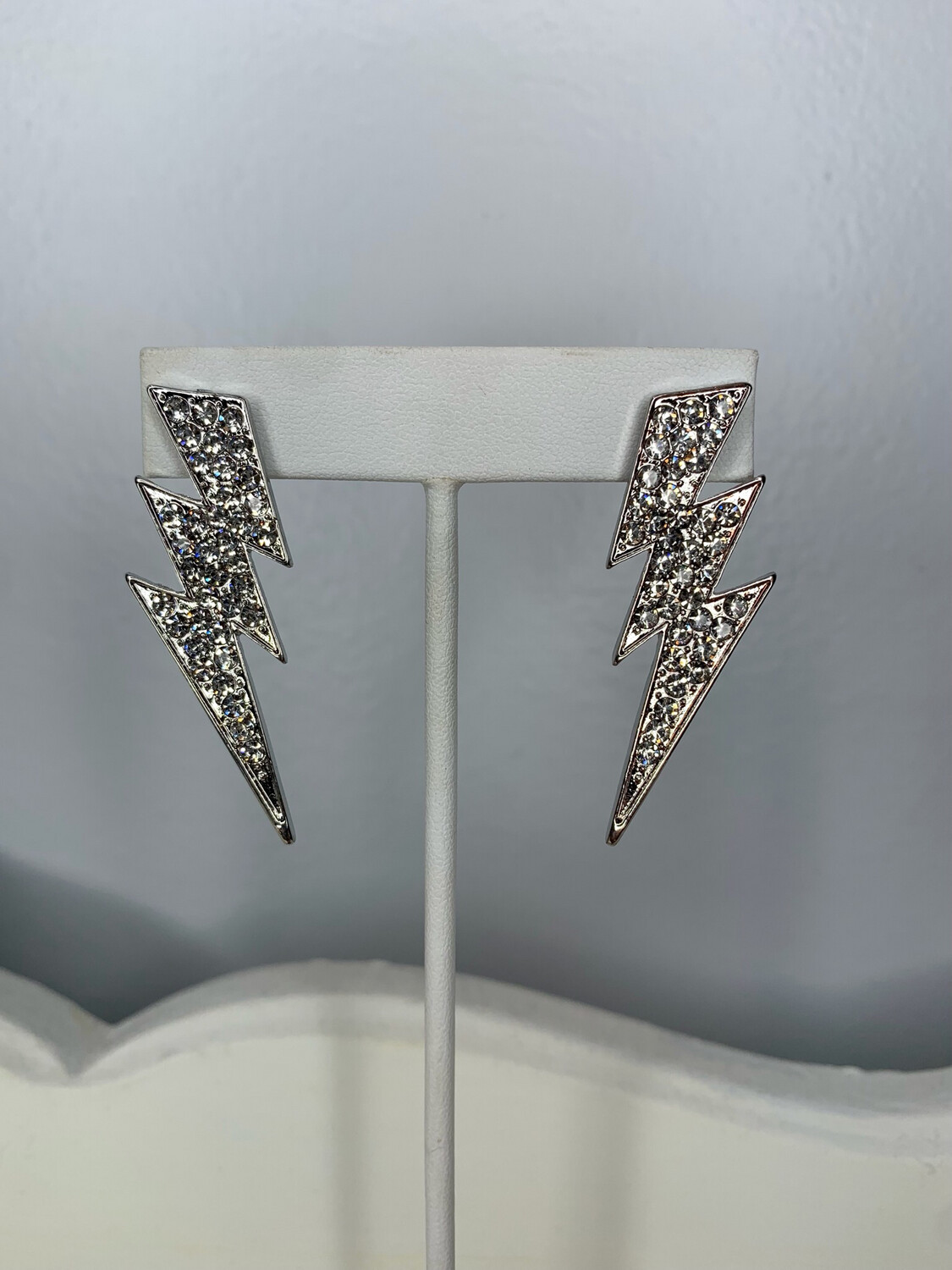 Silver Jeweled Bolt Earrings
