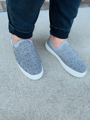 Grey Crystal Swank Platform Sneakers