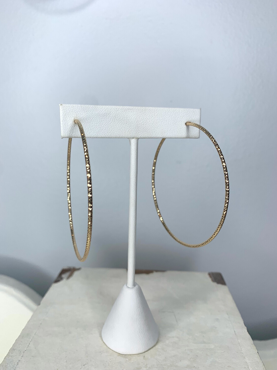 Thin Gold Textured Hoops