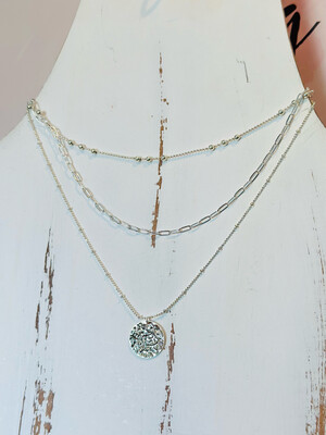 Silver 3 Layer Coin Necklace