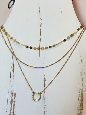Gold Layered Disc & Circle Necklace